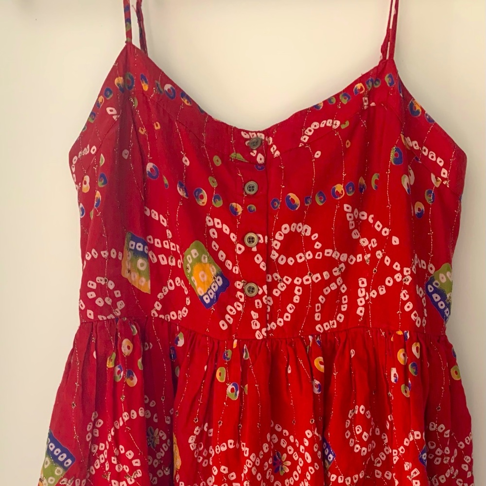 Free People Bohemian Red/Blue/Gold Dress Small